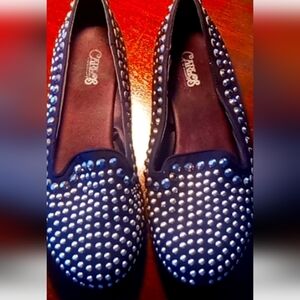 Carlos by Carlos Santana  black studded Flat Slip On loafers